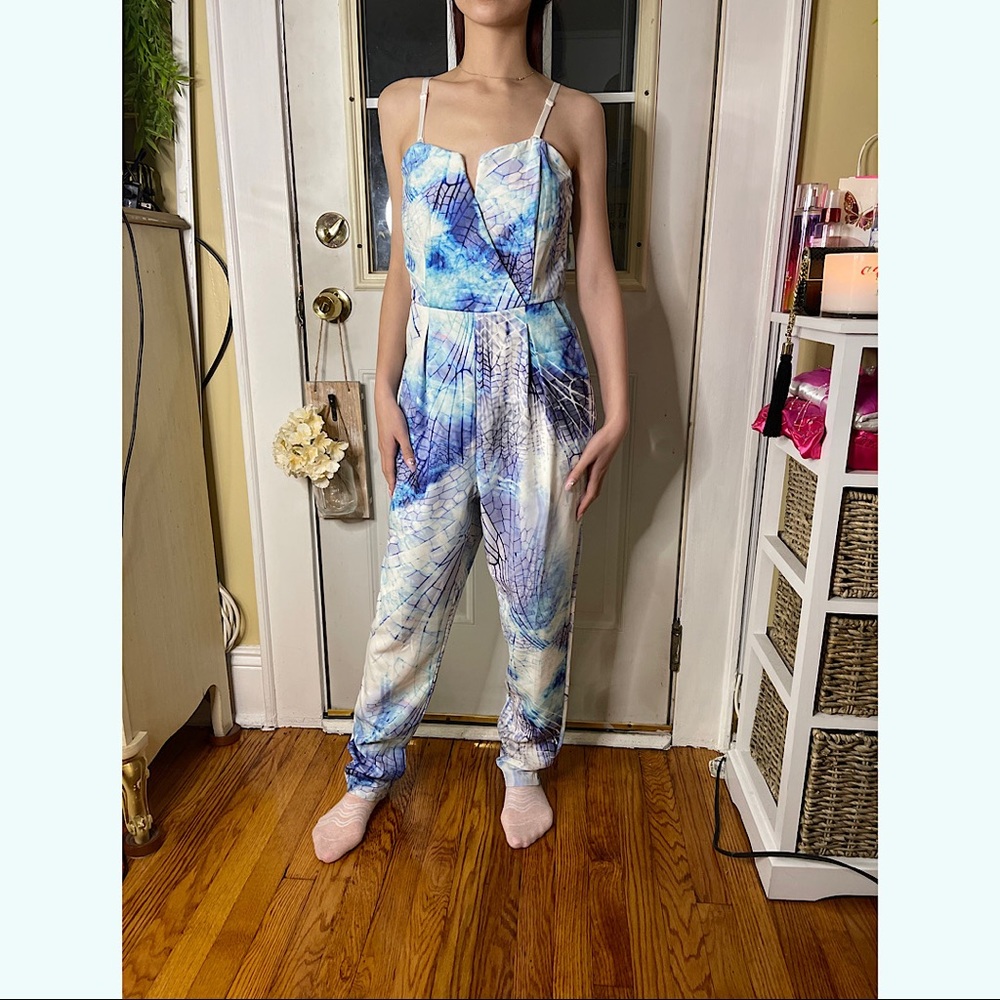 High and Dry Jumpsuit in Blue Print by Showpo